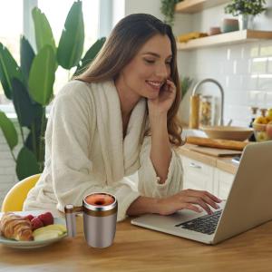 Double Wall Multifunctional Magnetic Stirring Cup Self Stirring Travel Mug