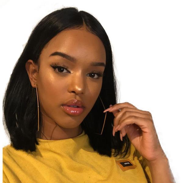 Buy 10 Inch Short Straight Black Human Hair Lace Front Wigs / Pre Plucked Bob Wigs at wholesale prices