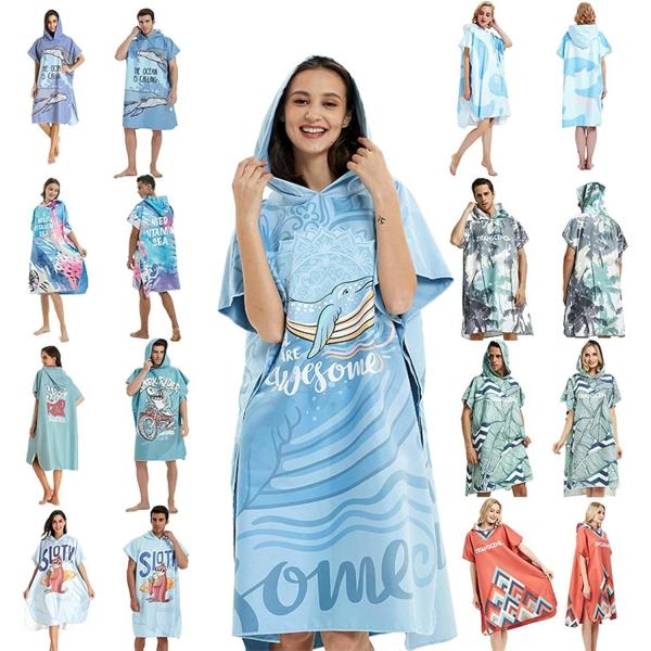 Custom Printing Microfiber Poncho Towel With Hood Quick Dry Beach Change Robe