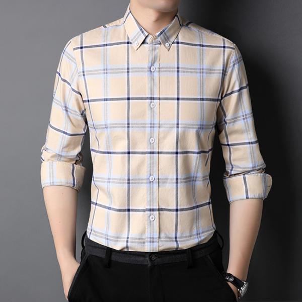 100% Cotton Plaid Western Fashionable Mens Shirts Half Long Sleeve Plus Size In Autumn
