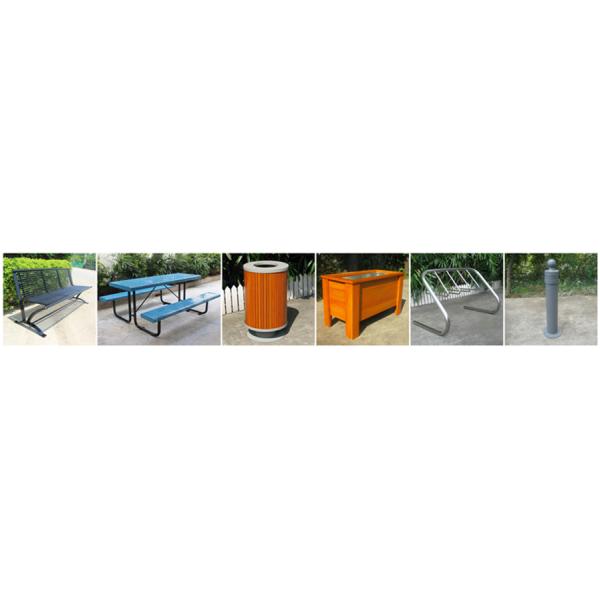 Street Patio Outdoor Recycled Plastic Benches With Sandblasting Powder Coating Finsh