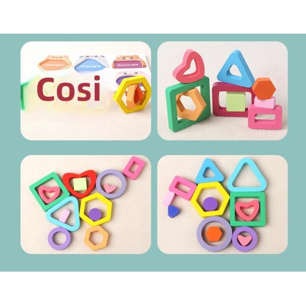 Wholesale Wooden Animal Puzzles Children Shape Cognitive Toy Colorful Wooden Shape Matchin Toy