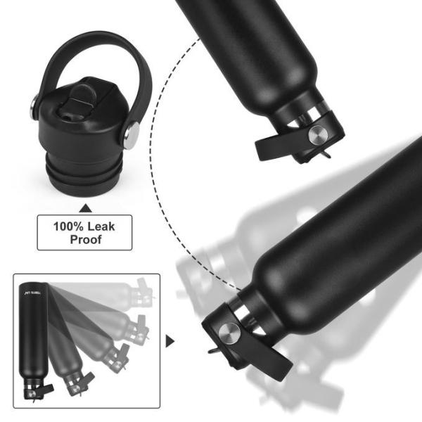 24 Oz Insulated Water Bottle With Straw Stainless Steel Water Bottles With 2 Lids Reusable Leakproof Water Flask Keep Hot And Cold Sports Metal Water