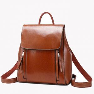 China Lady'S Two Layer Cowhide Oil Wax Leather Backpack on sale