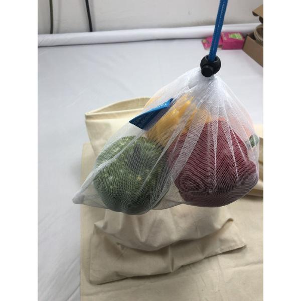 20D/50D Polyester Mesh Vegetable Storage Bags , Reusable Mesh Net Bag Drawstrings