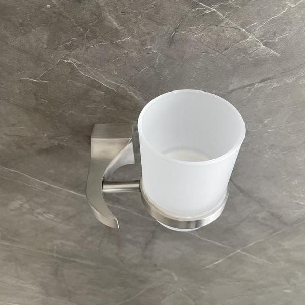 Europe Style Glass SS304 Single Toothbrush Cup Holder For Shower Room