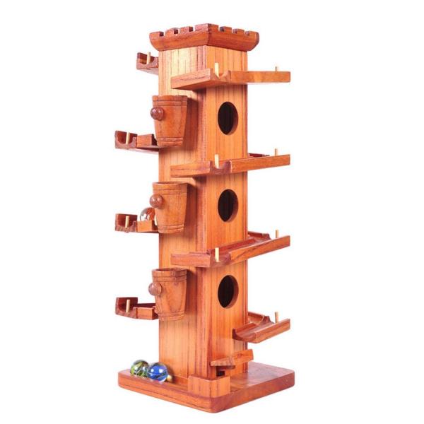 Funny Marble Ball Run Wooden Towers Construction Educational For Children