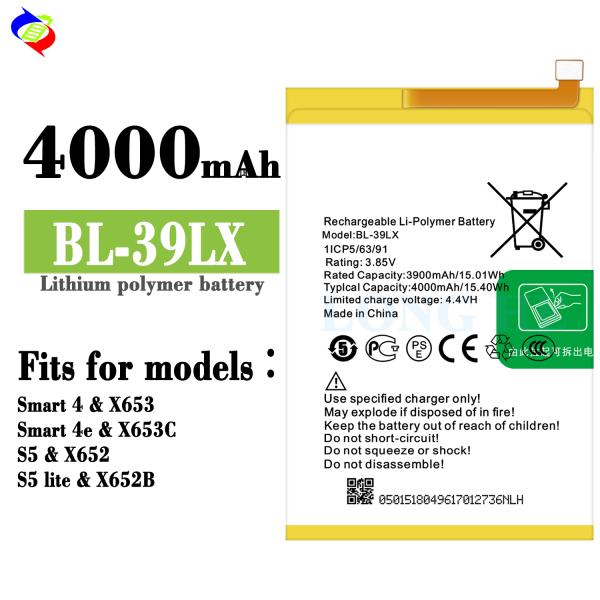 4000mAh BL-39LX X652 Mobile Phone Battery for Infinix S5 Rechargeable Batteries white