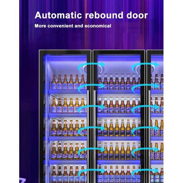 Multi Gate Glass Door Commercial Deep Freezer Dazzling Black Display Cabinet