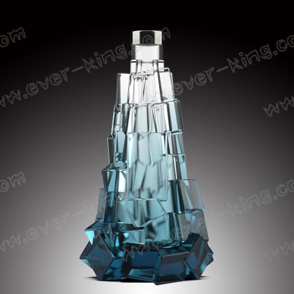 Ice Block Shaped 750ml Clear Flint Glass Bottles For Brandy