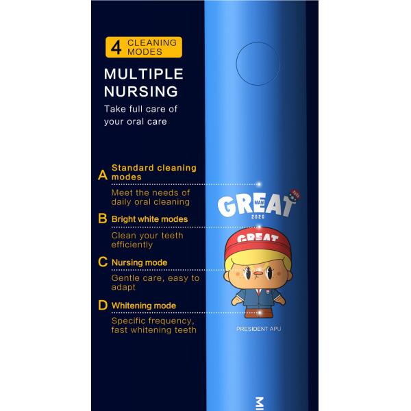 Kids Electric Toothbrush Waterproof IPX7 42,000 VPM With 4 Modes