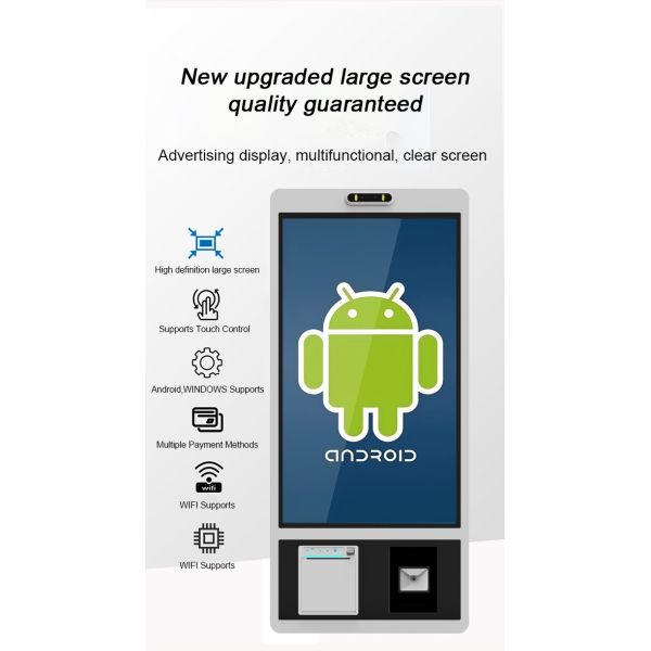 32 inch Restaurants POS Terminal Fast Food Self Ordering Kiosk Smart Digital Self-service Kiosk Aluminum Payment Machine with Printer