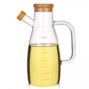 Quality Clear 650ml Glass Olive Oil Bottle With Bamboo Lid for sale