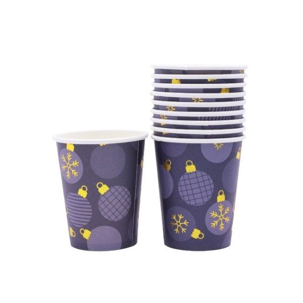 Gold Foil Printing Paper Coffee Cups 12 oz Paper Cups Disposable, Hot Coffee Cups, Ideal for Coffee, Beverages