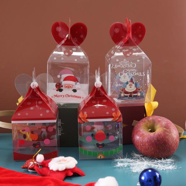 Folding Plastic PVC Cake Box Clear Gift PET Box For Christmas Apple Candy Custom Logo