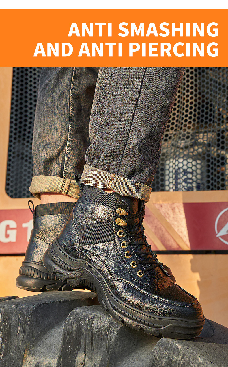 Men's Safety Boots With Kevlar Microfiber Leather Security Work Boots Rubber Non-Slip Safety Shoes Steel Toe Work Shoes