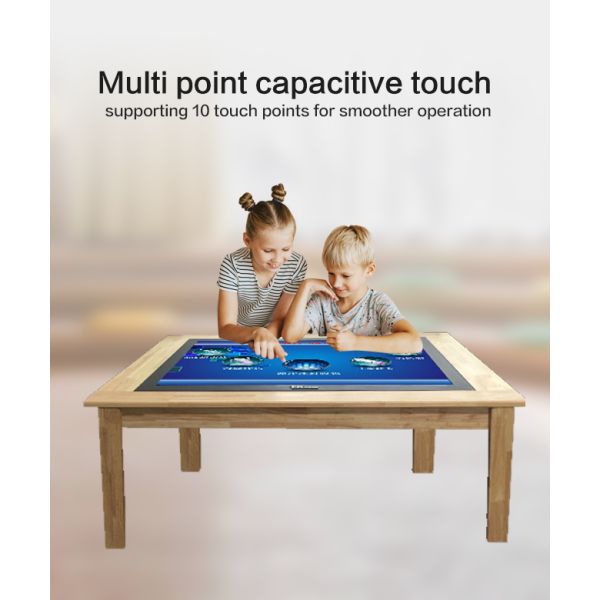 43 Inch Smart Wireless Charging Android System Interactive Touch LCD Table with Cutsomized Color Bar LED Design