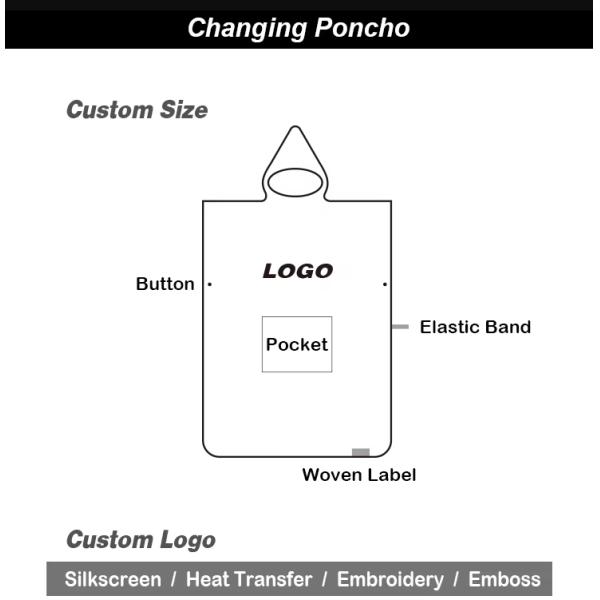 Sustainable Sublimation Print Cotton Waffle Recycled Plain Microfiber Poncho Towel Beach Hooded Poncho