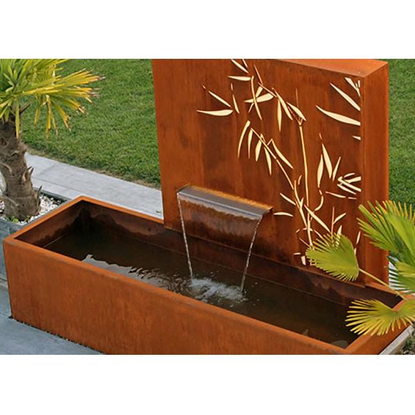 1500x1000x600mm Rustic Corten Steel Water Fountain With Laser Cut Screen Panel
