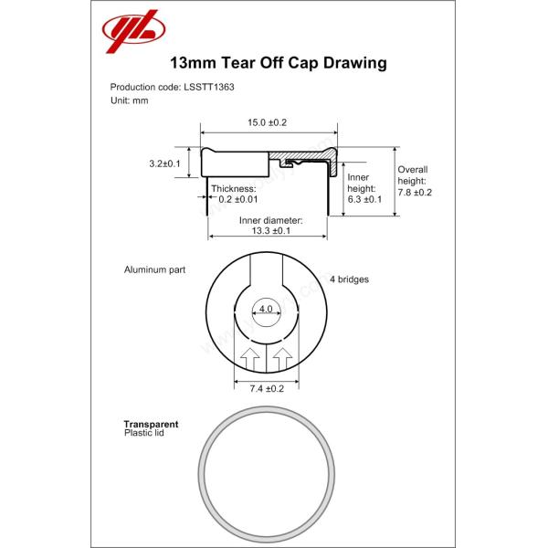 13mm Multi Color Aluminum Plastic Caps , GMP Standard Tear Off Seal
