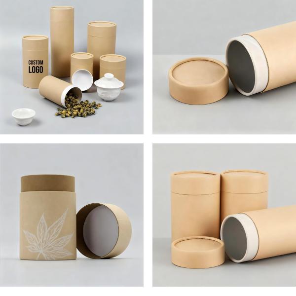 Biodegradable Custom Logo Printing Food Grade Cardboard Container Craft Kraft Paper Tube Box Packaging