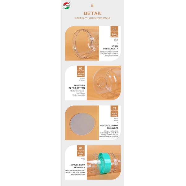 Food Grade PET Double Sided Bottle Clear Plastic Cylinder Clear Plastic Cylinder Screw Lid Easy Open End