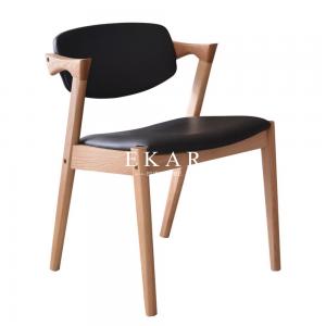 Quality For Home Hotel Furniture Black Leather Wooden Wood Chair Restaurant Dining for sale