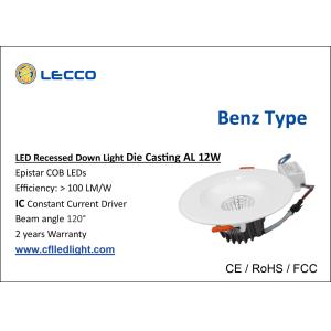 Quality LED Recessed Downlight 12W Benz Type Die Cast Aluminum 100 LM / W CRI &gt; 80 COB Light Source for sale