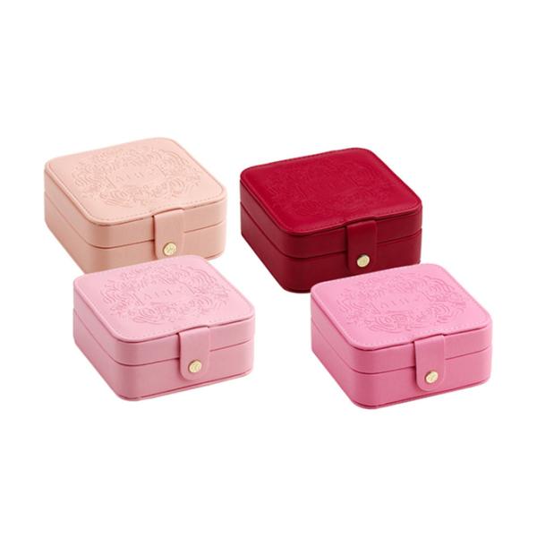 12*12*5.5cm Portable Travel Jewelry Case Debossing Finish With Removable Dividers