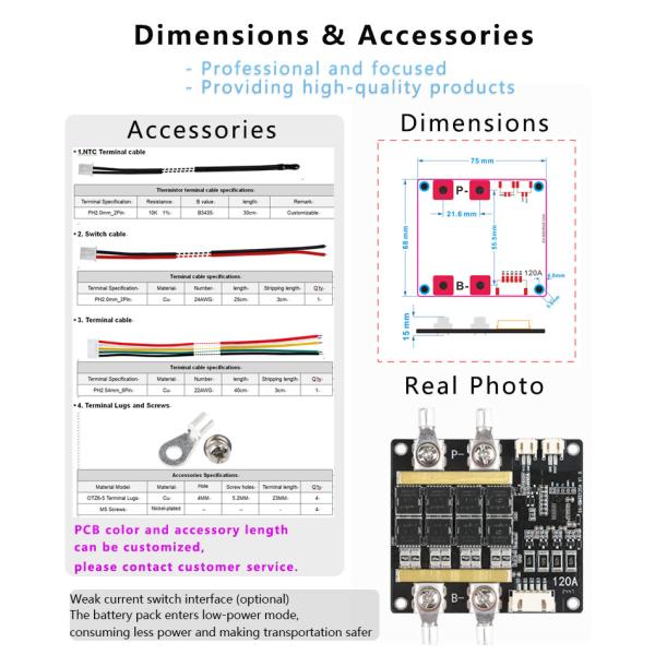 Enerkey Li-ion Battery Management System BMS 3S 12V 80A-120A For Energy Storage Battery Pack