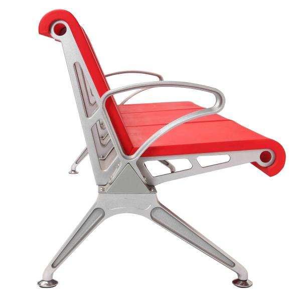 Red PU Leather Foam Aluminum Alloy Armrest Patient Waiting Area Chairs