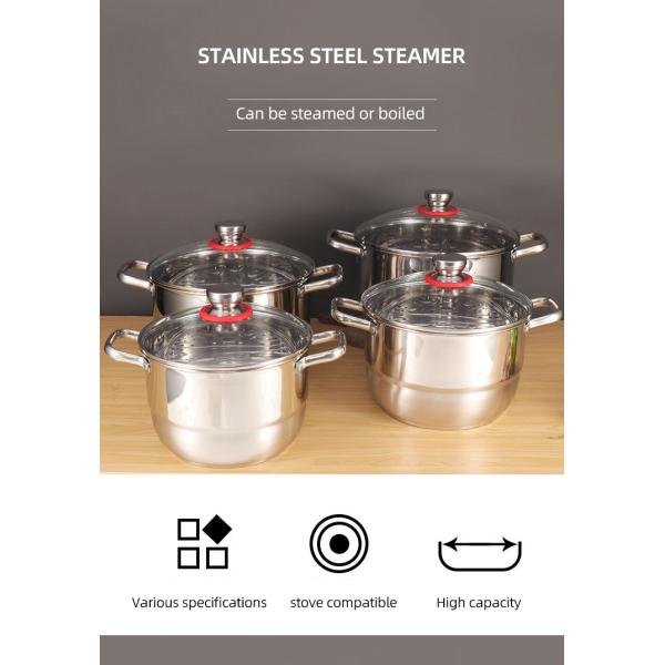 Kitchen Hot Fashion Silver Cooking Pots Sets Soup Pot Set Stainless Steel Cookware Sets With Glass Lid