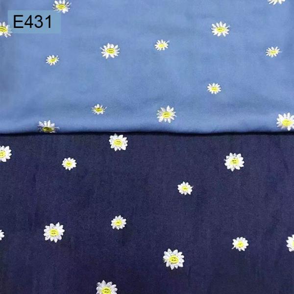 40% POLY 60% RAYON Embroidered Jean Denim Fabric Dark Blue