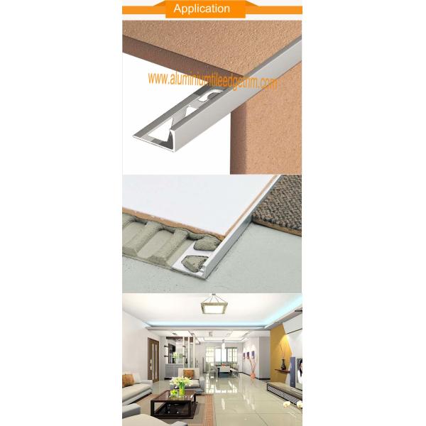L Shaped Chrome Aluminium Tile Edge Trim , Metal Corner Tile Edging Trim For Wall