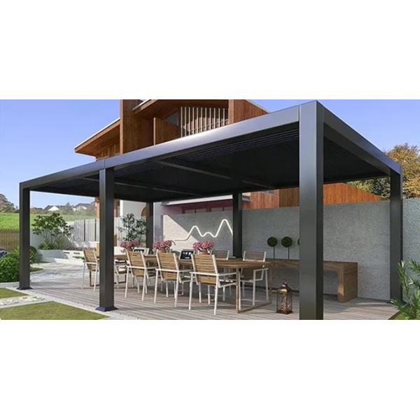 Villa Yard Electric Turning Louvers With Retractable Roof Aluminum Louvered Pergola