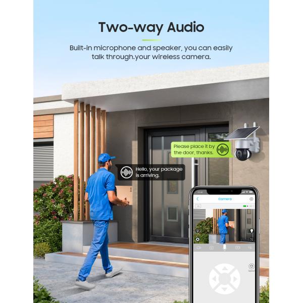 Customized Logo Solar Battery Powered Floodlight PTZ Camera With CMOS Sensor