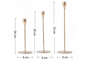 Quality Home Decor Gold Color OEM Brass Taper Candle Holders Gift Set For Wedding Party for sale