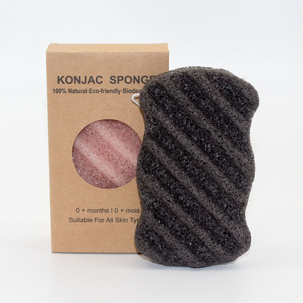 Large Natural Baby Bamboo Charcoal Konjac Sponge Wave Shaped