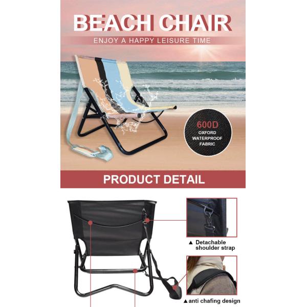 44.5*48*55.5CM Oxford Cloth Sea Low Beach Chair With Stripe Low Folding Beach Chairs