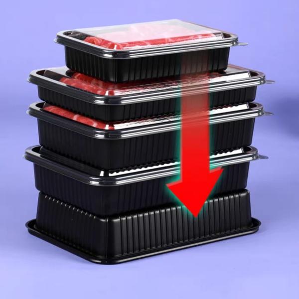 Beef And Mutton Roll Frozen Food Tray Plastic Disposable Food Container With Lid