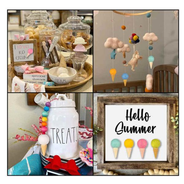 3x6cm Wool En71 Felt Ice Cream Cone Pattern Handmade Diy Craft