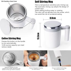 Double Wall Multifunctional Magnetic Stirring Cup Self Stirring Travel Mug