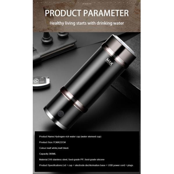 Household Travel Office Portable Alkaline Hydrogen Ionizer Hydrogen Bottle 350ml