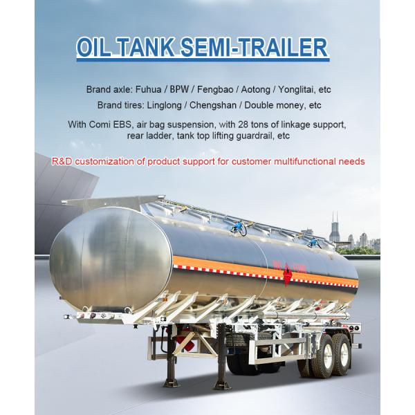 Stainless Steel 2 Axles Liquid Storage Semi Trailer Large Fuel Tank Trailer 29800Kg Loading Capacity