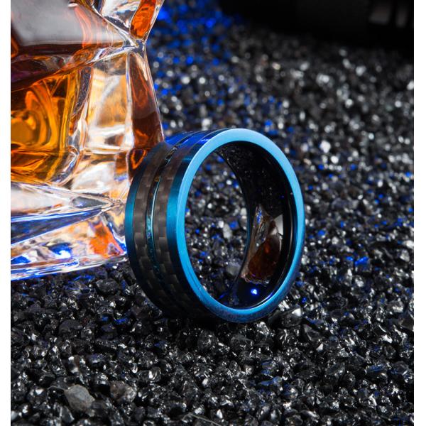 Waterproof Stainless Steel Ring Plated Blue No Fade Men's Simple Finger Rings