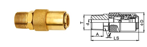 High Flow Pneumatic Quick Release Coupling , Mini Brass Quick Release Coupling