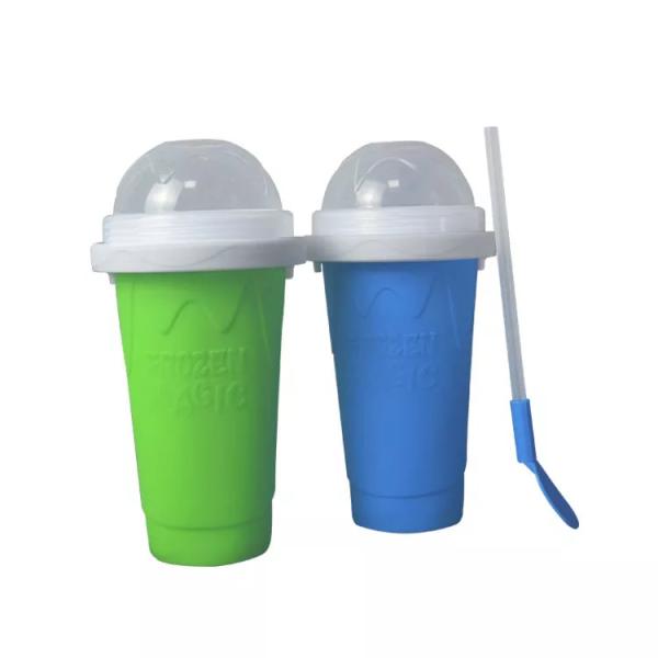 Outdoor Silicone Ice Cream Container Smoothie Cup Customized With Lid