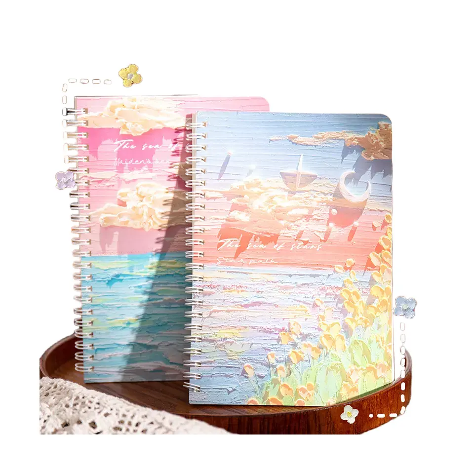A5 Papeleria Spiral Notebook Thickened Horizontal Line Notepad Student Stationery Oil Painting Journal Notebooks Planner