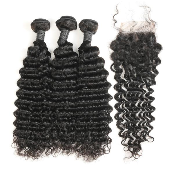 4 Piece Double Weft Virgin Bazilian Hair Extensions 3 Bundles CE Certification