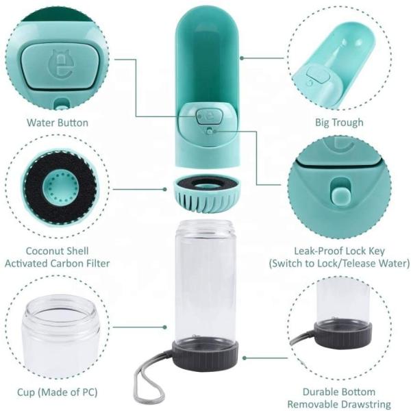 Portable Foldable Dog Water Bottle With Filter Leak Proof Travel Water Bottle For Dogs